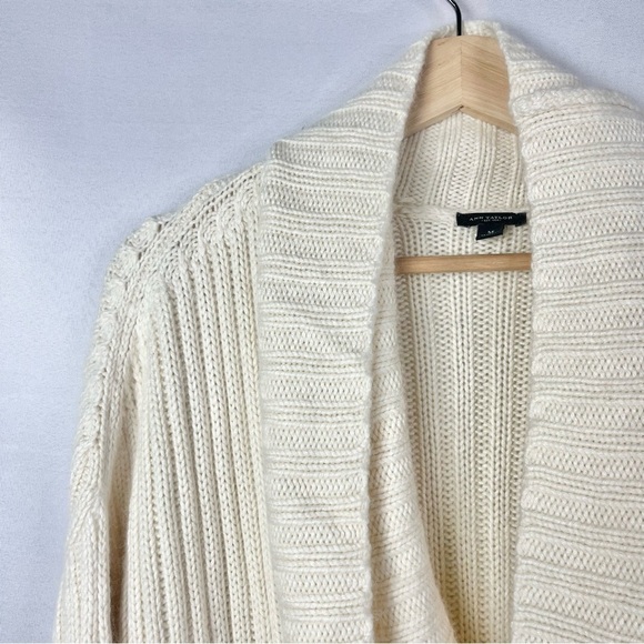 Ann Taylor Cream Cowl Neck Ribbed Long Sleeve Knit Sweater M - Picture 3 of 5
